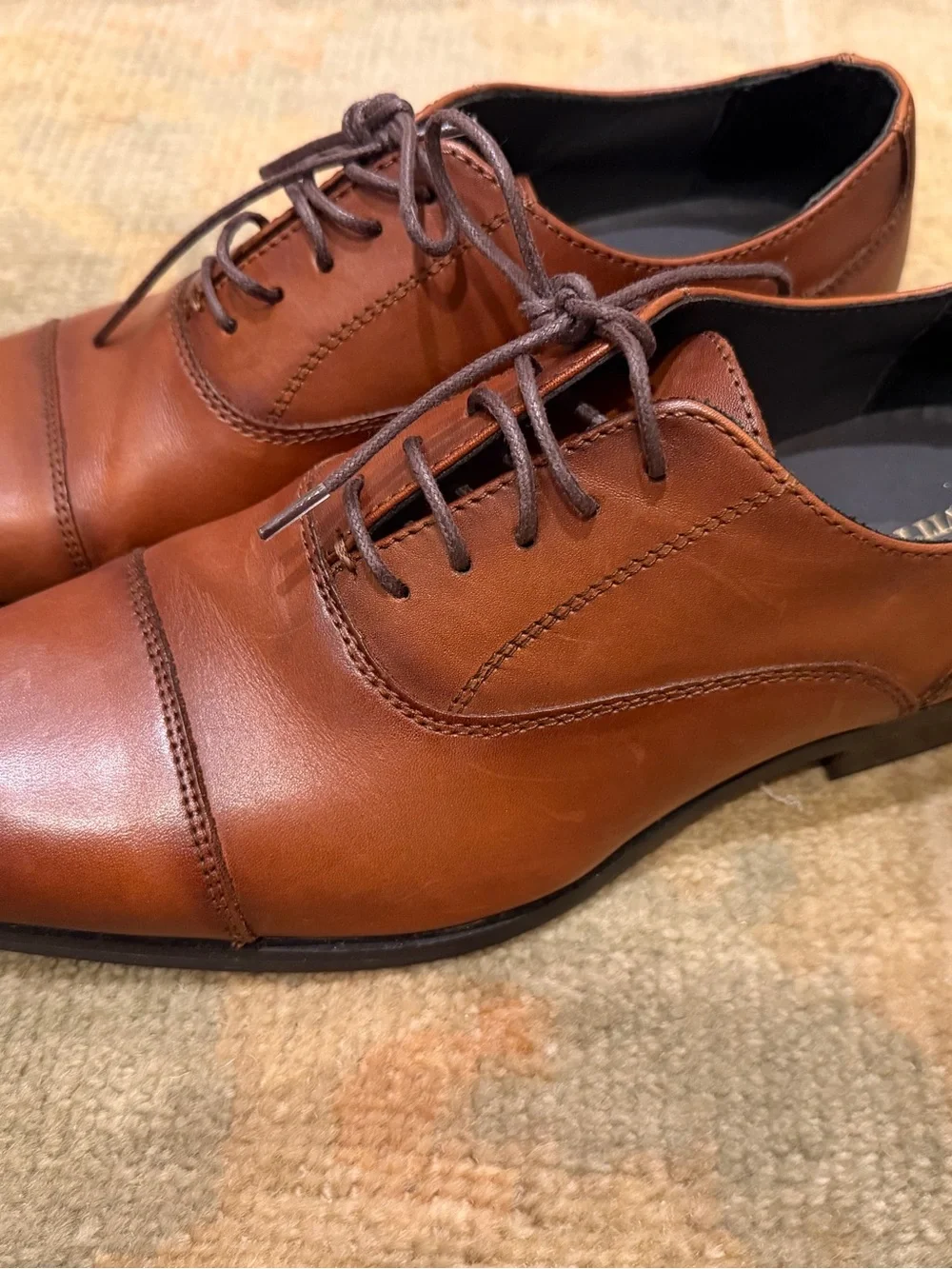 Vittorio Russo size 8 Men's Cap-Toe Oxford Dress Shoes in Camel Tan Brown